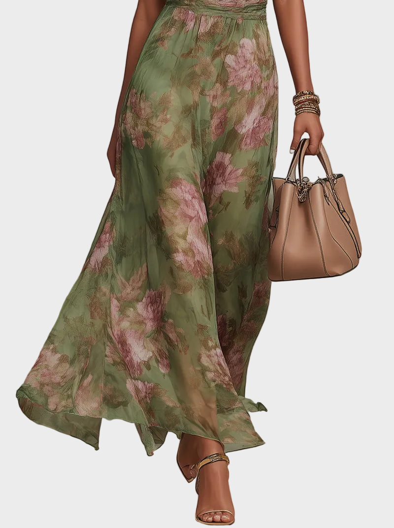 Livia - Elegancka Maxi Sukienka Halter w Kwiaty